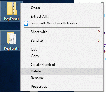 Delete Font Files on Desktop